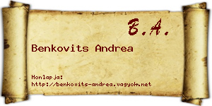 Benkovits Andrea névjegykártya